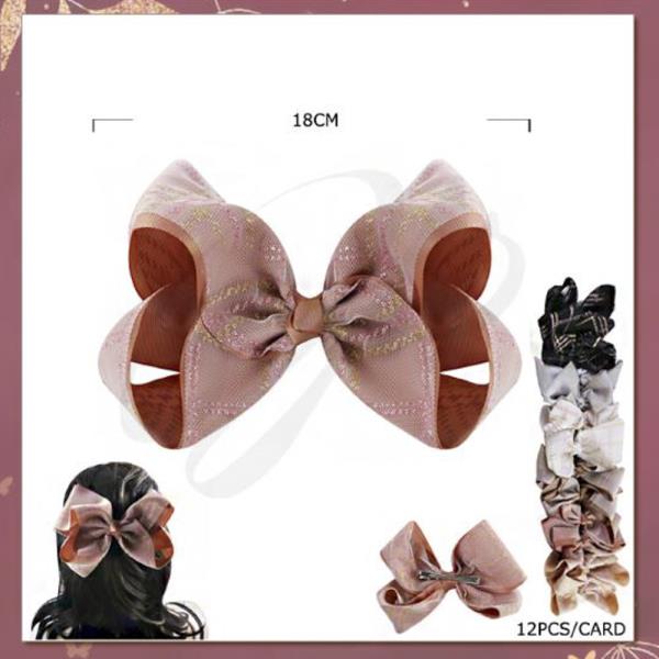 RIBBON HAIR BOW PIN (12 UNITS)