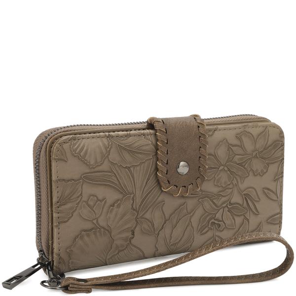 STYLISH FLORAL EMBOSSED WRISLET WALLET