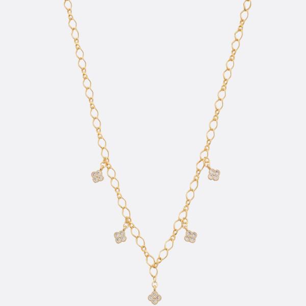 SODAJO DAINTY CLOVER CHARM STATION GOLD DIPPED NECKLACE