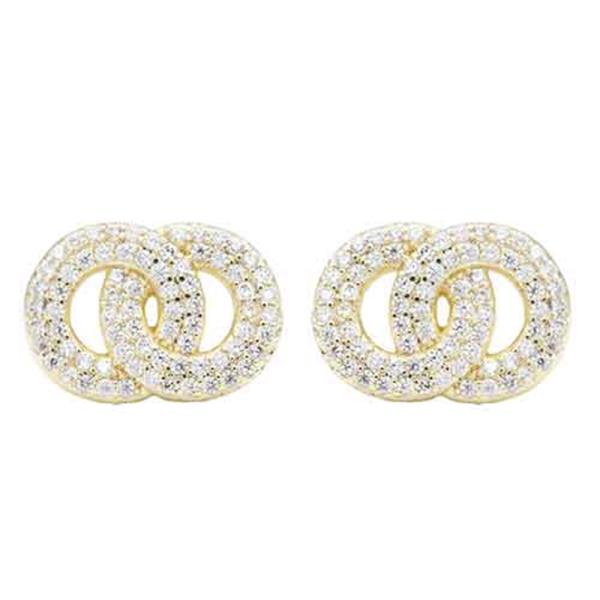 GOLD PLATED WITH CZ DOUBLE HOOP EARRINGS