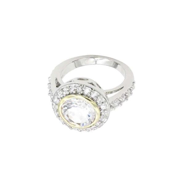 TWO-TONE PLATED CLEAR CZ RINGS