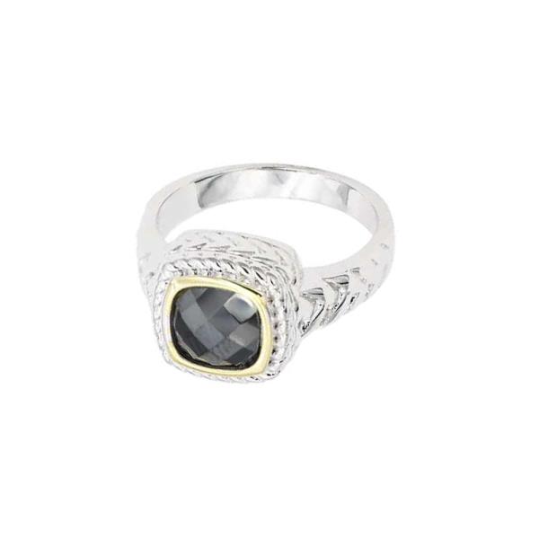 TWO-TONE PLATED BLACK CZ RINGS