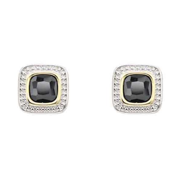 2-TONES WITH CLEAR CUBIC ZIRCONIA EARRINGS