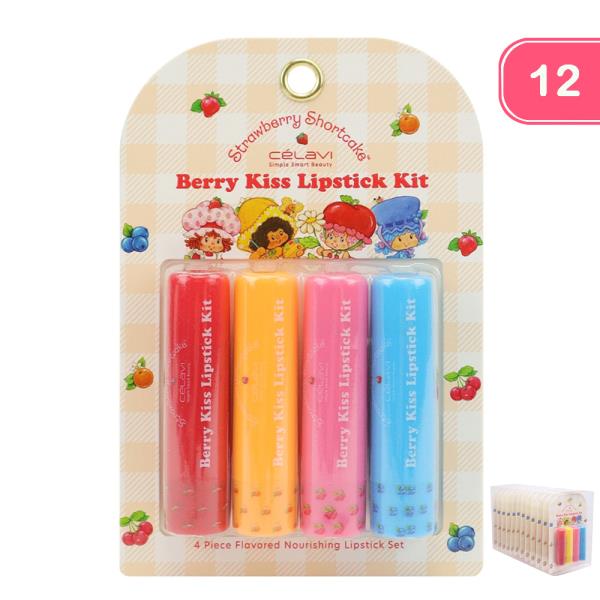 CELAVI STRAWBERRY SHORTCAKE 4PC LIP STICK SET (12 UNITS)