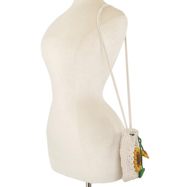 Handwoven knit sunflower shoulder bag