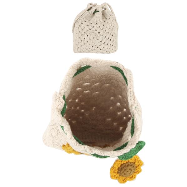 Handwoven knit sunflower shoulder bag