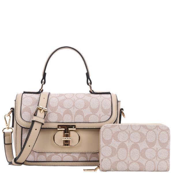 2IN1 OVAL PRINT SATCHEL W WALLET SET