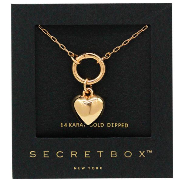 SECRET BOX PUFFY HEART 14K GOLD DIPPED NECKLACE