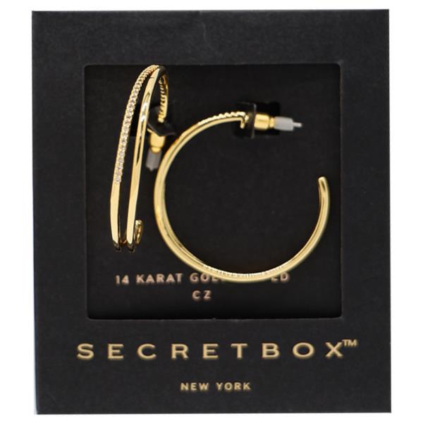 SECRET BOX 14K GOLD DIPPED DOUBLE HOOP EARRING