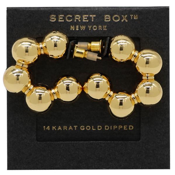 SECRET BOX 14K GOLD DIPPED BALL BEAD HOOP EARRING