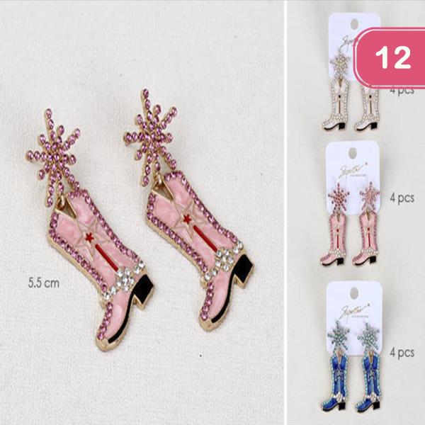 WESTEN STYLE BOOTS DANGLE EARRING (12 UNITS)