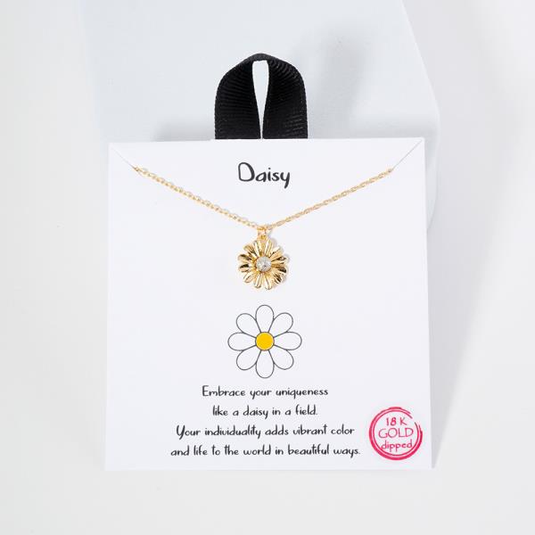 18K GOLD RHODIUM DAISY NECKLACE