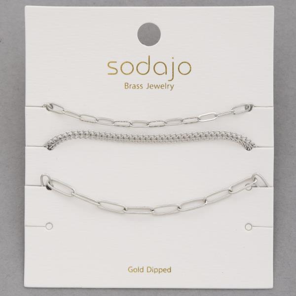 SODAJO LONG OVAL LINK ASSORTED GOLD DIPPED BRACELET SET