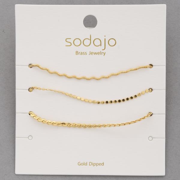 SODAJO WAVY ASSORTED GOLD DIPPED BRACELET SET