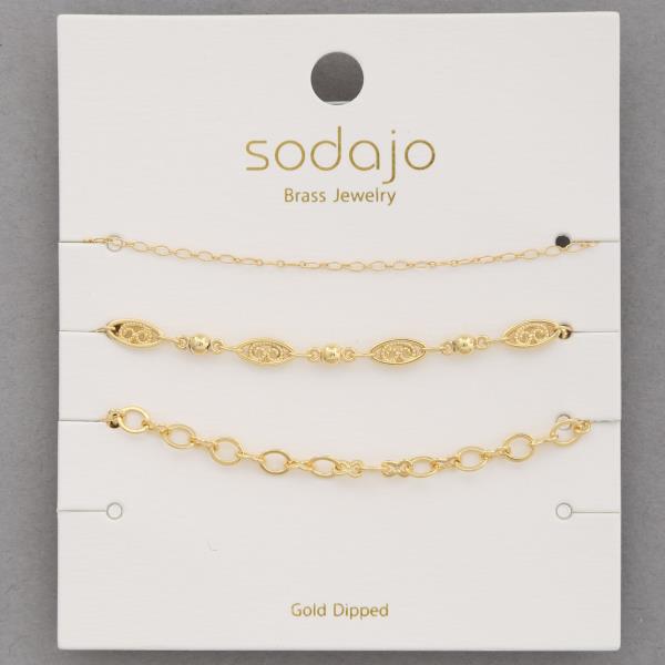 SODAJO METAL ASSORTED GOLD DIPPED BRACELET SET