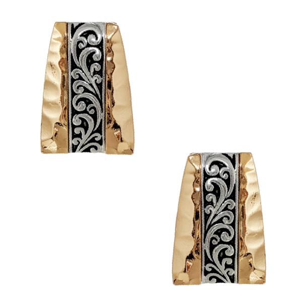 FILIGREE PATTERN METAL CLIP ON EARRING