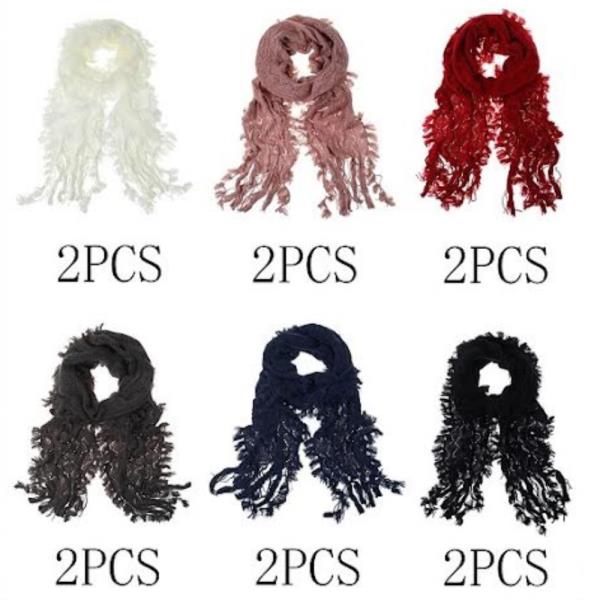 (ONLINE ONLY) TASSEL FRINGED KNIT OBLONG SCARF (12 UNITS)