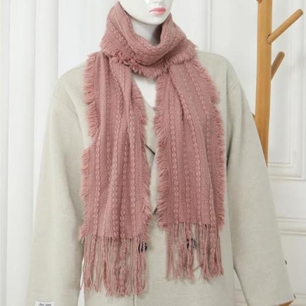 (ONLINE ONLY) SOFT KNIT FRINGED OBLONG SCARF (12 UNITS)