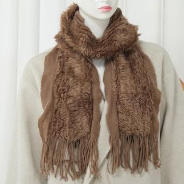 (ONLINE ONLY) SOFT KNIT PLUSH FRINGED OBLONG SCARF (12 UNITS)