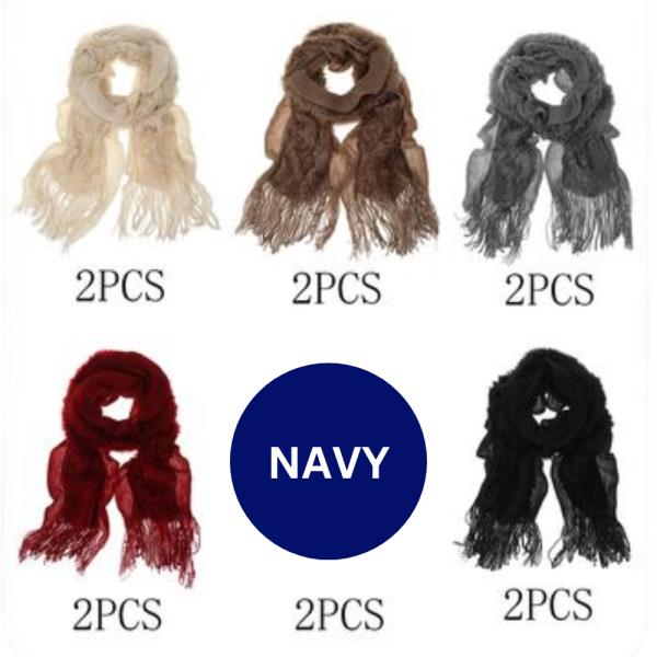 (ONLINE ONLY) SOFT KNIT PLUSH FRINGED OBLONG SCARF (12 UNITS)