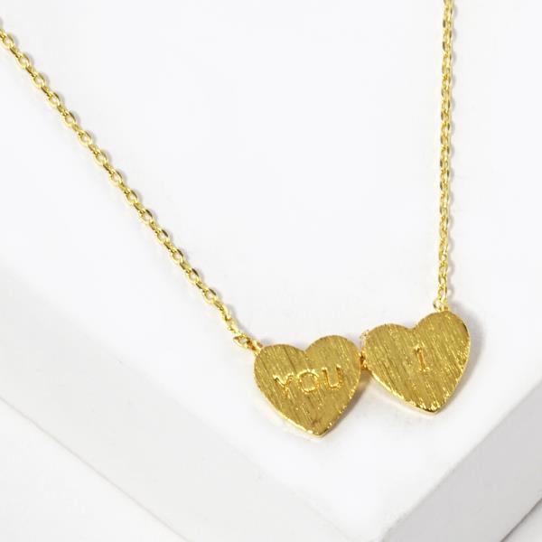 GOLD DIPPED HEART I LOVE YOU PENDANT NECKLACE