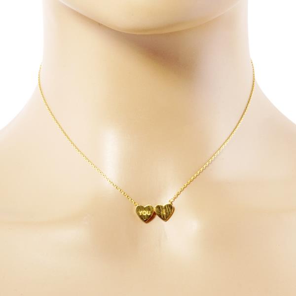 GOLD DIPPED HEART I LOVE YOU PENDANT NECKLACE