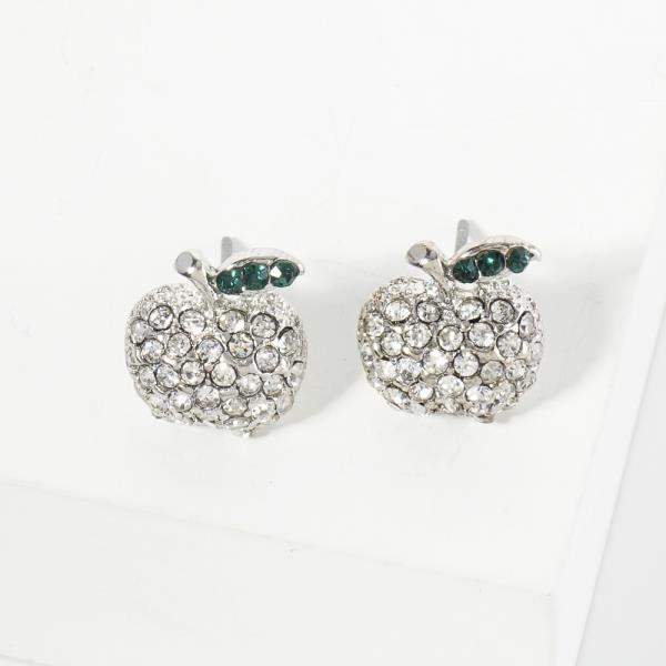 RHINESTONE APPLE STUD EARRING