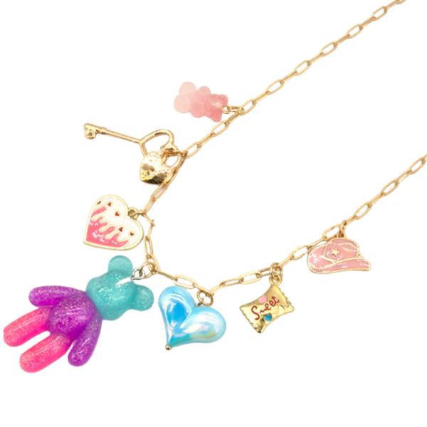 TEDDY BEAR MULTI CHARM NECKLACE