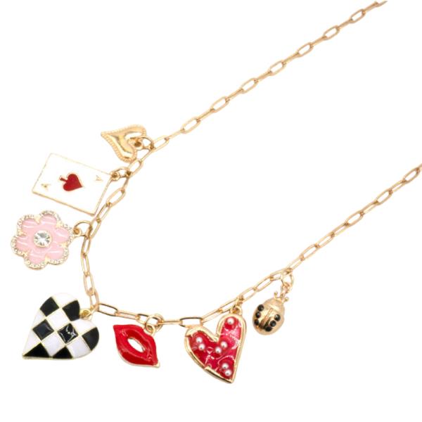 HEART MULTI CHARM NECKLACE