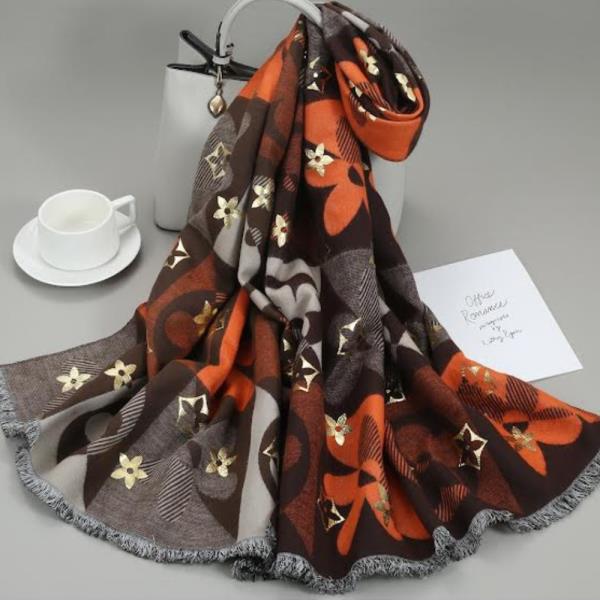 (ONLINE ONLY) FLOWER COLOR BLOCK PASHMINA SCARF (12 UNITS)