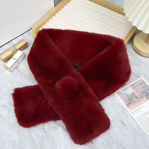 FAUX FUR PULL THROUGH STOLE SCARF (12 UNITS)