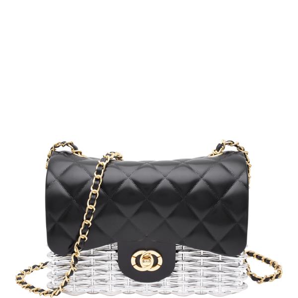 QUILTED CHIC DESIGN TWIST LOCK CROSSBODY BAG