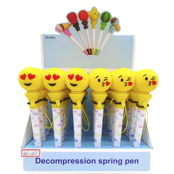 HEART EYES KISS EMOJI DECOMPRESSION BOUNCE POPUP PEN (24 UNITS)