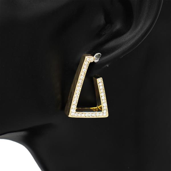 TRIANGLE RHINESTONE METAL EARRING