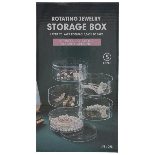 5 LAYER ROTATING CLEAR JEWELRY STORAGE BOX