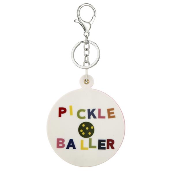 PICKLE BALLER ROUND KEYCHAIN