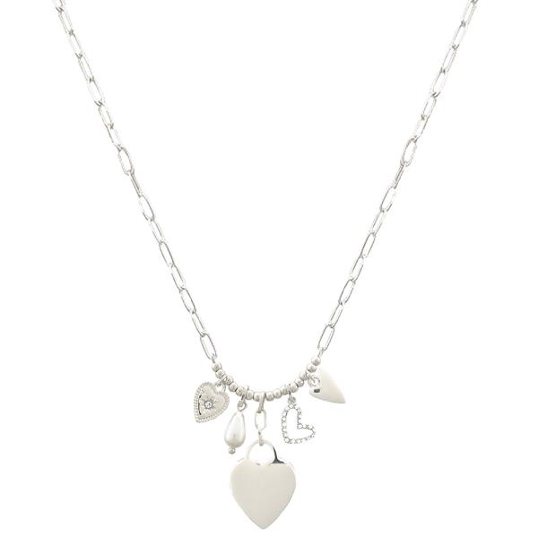 HEART MULTI CHARM OVAL LINK NECKLACE