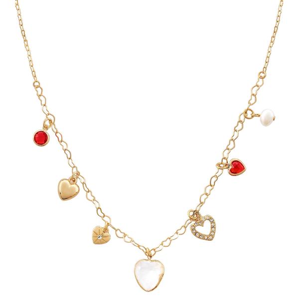 MULTI HEART CHARM STATION NECKLACE