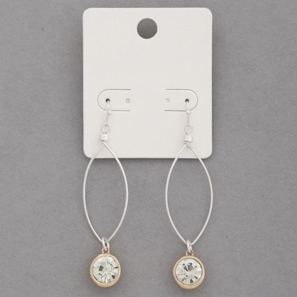 CRYSTAL METAL DANGLE EARRING