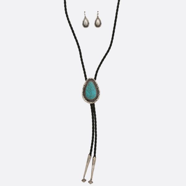 WESTERN STYLE TEARDROP TURQUOISE BEAD Y SHAPE NECKLACE