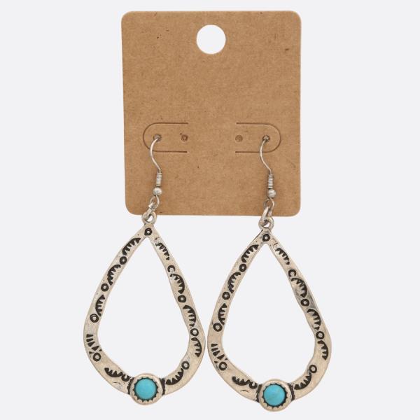 WESTERN STYLE TURQUOIE BEAD DANGLE EARRING