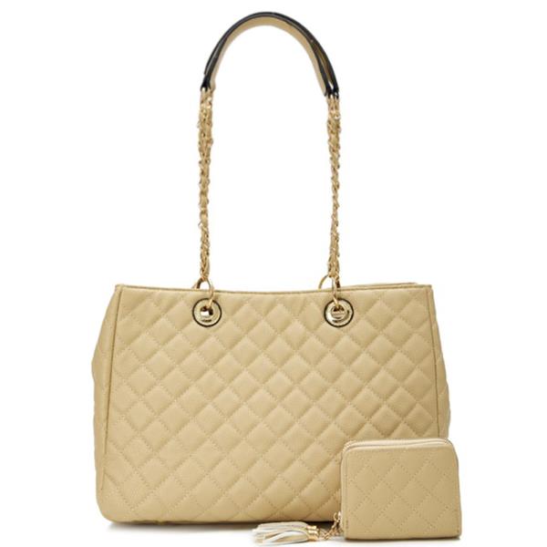 2IN1 QUILTED SHOULDER BAG W WALLET SET