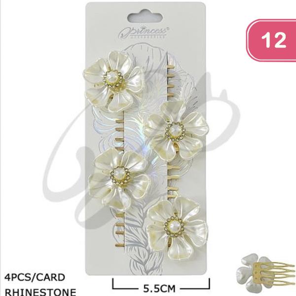 PEARL FLOWER HAIR PIN (12 UNITS)