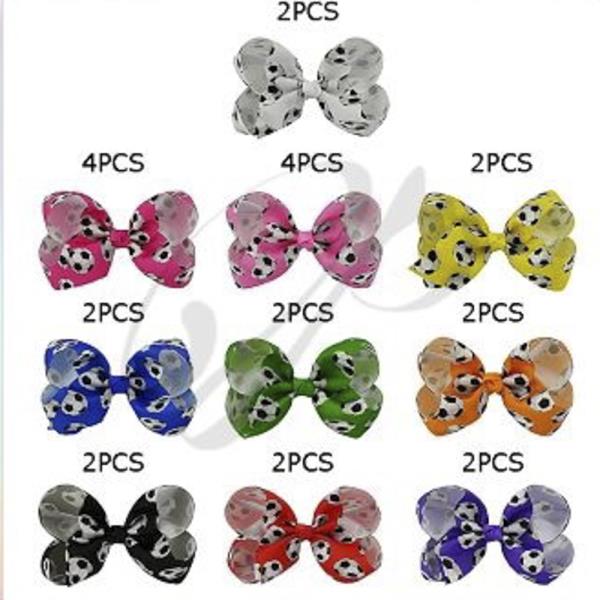 SOCCER HAIR BOW PIN (12 UNITS)