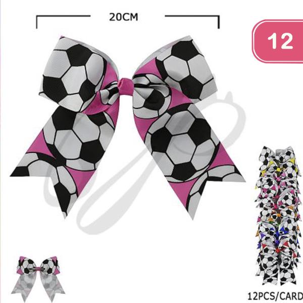 SOCCER HAIR BOW PIN (12 UNITS)