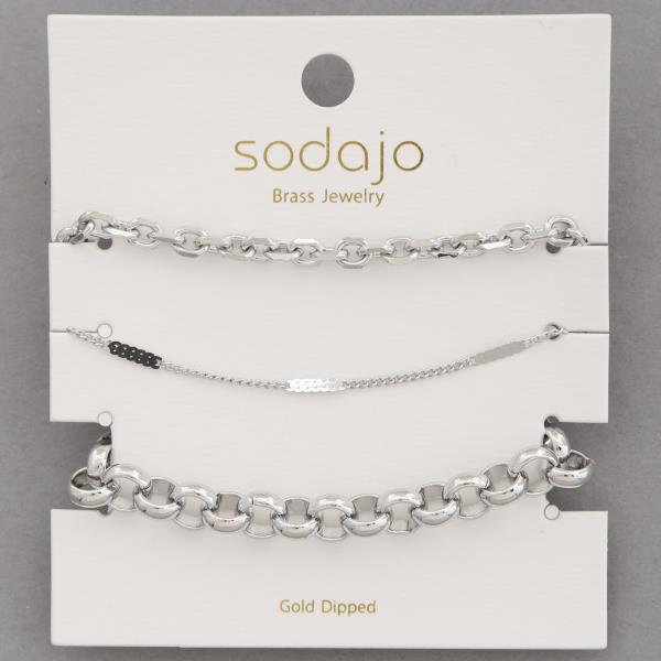 SODAJO CIRCLE LINK METAL GOLD DIPPED ASSORTED BRACELET SET