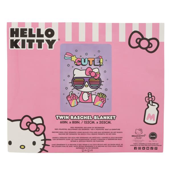 (ONLINE ONLY) HELLO KITTY CUTE TRENDY KITTY TWIN RASCHEL BLANKET