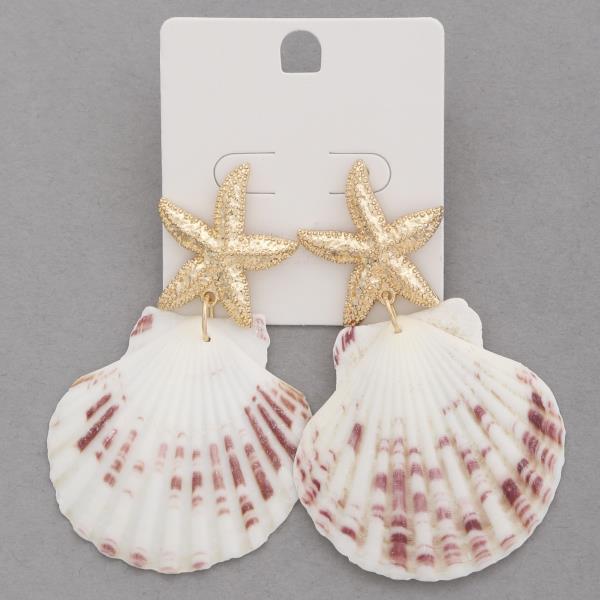 STARFISH SEASHELL DANGLE EARRING