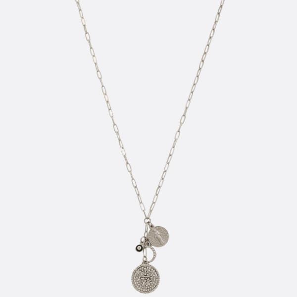 MEDALLION MOON CHARM OVAL LINK NECKLACE