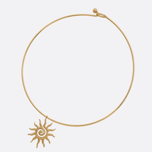 SUN PENDANT METAL CHOKER NECKLACE